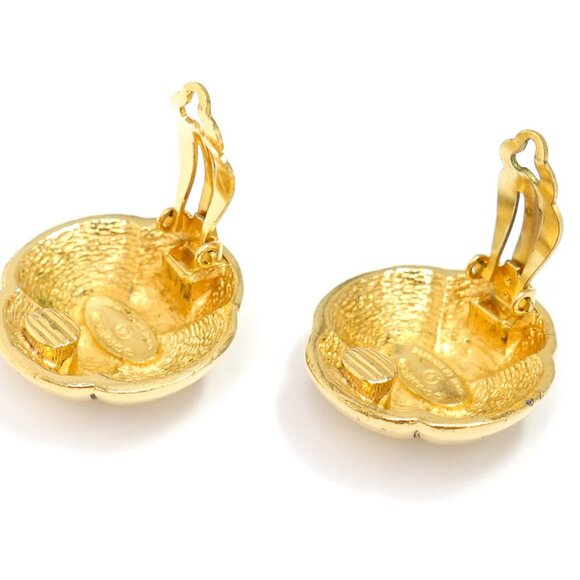 CHANEL CC Logos Vintage Clip-On Earrings Gold Tone Auth h1132-7 - Picture 4 of 5
